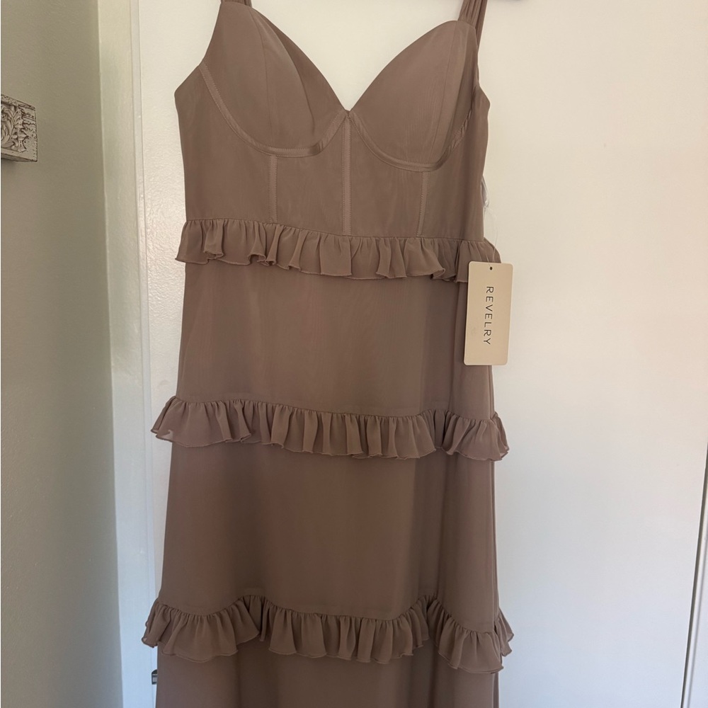 Revelry Brown Ruffle Dress